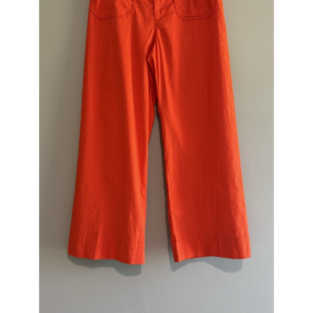 Maeve Anthropologie Colette Pants Linen Stretch Wide Leg Orange Crop Pockets 27 - Picture 4 of 14